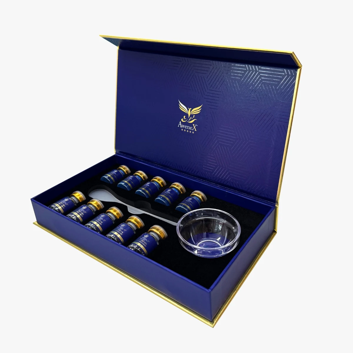 Geöffnetes blaues BiopeelX Blue Series-Set